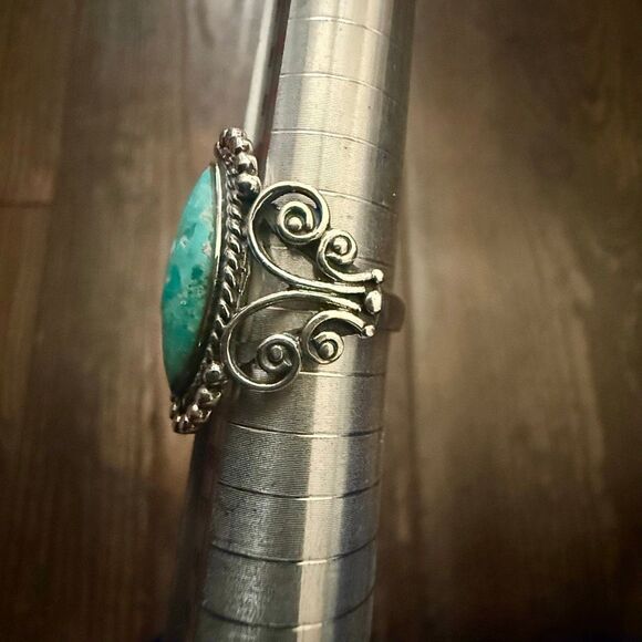 Brave Spirit Genuine Turquoise Ring Sterling Silver Western Cowgirl Jewelry - Picture 3 of 9